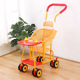 尚娇酷婴儿仿藤手推车藤椅宝宝轻便推车夏季八轮儿童车新款通风易洗推车 D30加靠枕