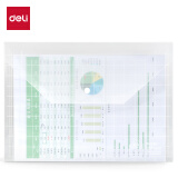 得力(deli)10只A4加厚透明文件袋 按扣资料袋 防水档案袋公文袋 财务票据收纳 学习用品 5501B