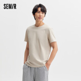 森马（Semir）[纯棉]短袖T恤男夏季简约纯色修身短t百搭t恤男 [100%棉]贝壳卡50242 2XL