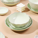 雅诚德 ARST荷塘月色轻奢欧式金边碗碟餐具套装陶瓷饭碗汤面盘家用组合 6吋荷口碗【高档陶瓷】