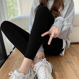 岱言德绒秋裤女新款显瘦加厚外穿休闲裤保暖裤内穿打底百搭春秋线裤 黑色 均码 建议80-125