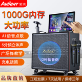 爱浪 广场舞音响带显示屏户外直播音箱蓝牙k歌跳舞移动家庭ktv音响套装视频播放一体机带话筒k歌音响 19吋屏+话筒+支架【12吋低音】