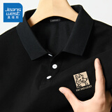真维斯（Jeanswest）Polo衫男夏季简约休闲透气短袖男士时尚百搭商务t恤潮流宽松上衣 【7A抗菌】黑色(可爱龙胸标) 4XL (体重205-230斤左右)
