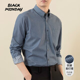 BLACKMONDAY【易打理】条纹衬衫男春秋季商务休闲抗皱免烫男士长袖衬衣