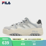 FILA 斐乐官方女鞋ROSETTA摩登板鞋春新款斑斓鞋运动鞋休闲鞋 白中白/南极灰-BA 38