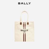 巴利（BALLY）送女友经典条纹托特包手提袋单肩包自然色6300068