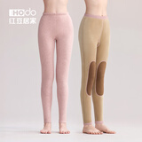 红豆（Hodo）女士保暖裤加厚加绒护膝贴片含羊毛中老年保暖棉裤大码单打底秋裤 柔雾粉（含羊毛护膝贴片） XL (170)
