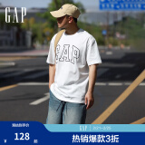 Gap【热卖爆款】男装2024夏新款撞色logo圆领短袖T恤纯棉上衣544465 白色 175/96A(L) 亚洲尺码