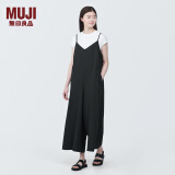 无印良品（MUJI） 女式 易干弹力泡泡纱 背带裤 女装夏季连体裤吊带BC2JRA4S 黑色 XL （165/92A）