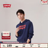 Levi's【情侣同款】李维斯连帽卫衣oversize落肩LOGO印花 藏蓝色 19622-0007 M