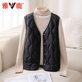 雅鹿2025秋冬新款轻薄羽绒服内胆女马甲内搭保暖修身坎肩背心轻暖外套 黑色 XL 推荐115-130斤