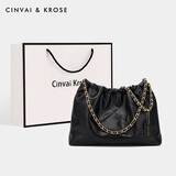 CinvaiKrose托特包包女包2025新款单肩包大容量通勤链条包生日七夕情人节礼物 黑色【礼物送女友老婆走心实用】 轻奢风高档实用品牌女包