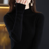 梵阕针织衫女一线成衣秋冬修身显瘦打底衫内搭毛衣女保暖可外穿上衣女 黑色 均码 -建议90-135斤