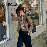凯撒;KAISER真皮皮衣女士绵羊皮机车款单皮外套短款修身皮夹克韩版时尚女装 咖色 L(165/88A)