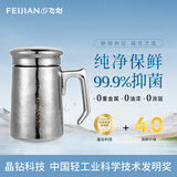 飞剑（feijian）纯钛保温杯双层男士办公泡茶杯户外便携钛杯高档七夕礼物水杯定制 炫目银420ml