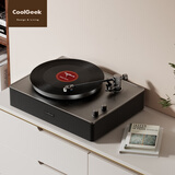 CoolGeek CS-01黑胶唱片机一体蓝牙音响复古客厅留声机高音质家用摆件生日礼物 CS-01碳素黑色+唱片