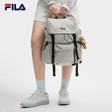 FILA斐乐情侣款男士女士背包2025夏季新品毛绒小熊双肩包书包电脑包 晨暮灰卡其-LK XS