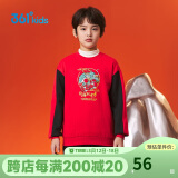 361°新年儿童卫衣男童6-14岁加厚保暖国潮套头卫衣  红175
