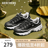 斯凯奇（Skechers）老爹鞋女厚底增高休闲运动鞋子11923/11914黑色/银色BKSL35.0