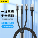 BZBC数据线三合一快充线苹果Type-c安卓手机充电器线车载充电线一拖三头适用华为小米OPPO红米vivo 魔幻黑一拖三【苹果+安卓+Type-c】 适配多种接口/稳压保护/三口