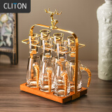 CLITON金箔高档水晶白酒杯分酒器礼盒套装一口杯二两小酒杯烈酒杯6杯6壶