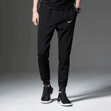 耐克（NIKE）官方舰店男裤2025夏季新款休闲裤束脚小脚长裤卫裤针织透气运动裤 CJ4313-010/针织透气/黑色收口 XL /180/84A