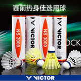 威克多（VICTOR）羽毛球胜利尼龙球耐打塑料防风训练球飞行稳定1桶6只装羽毛球 1筒 NS-3000 黄色 6只 中速