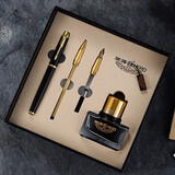 英雄（HERO）钢笔  新年礼物礼盒 1801铱金钢笔/特细钢笔/宝珠笔三合一 礼品 黑漆DIY定制