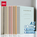 得力(deli)8本A5/60张笔记本子线圈本 简约螺旋本错题本练习本 LA560