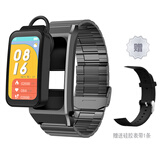 DMDG智能蓝牙耳机手表环二合一蓝牙高清通话接打电话腕上耳机手表心率血压血氧监测耳塞 顶配B款-通话耳机手环健康监测-黑钢+黑色硅胶表带