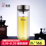 希诺双层玻璃杯男家用商务办公泡茶杯子过滤车载水杯XN-9607 410mL