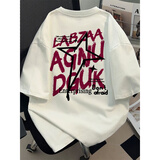 灿图 重磅纯棉白色短袖T恤男春夏季字母印花半袖美式潮牌痞帅打底上衣 白色 常规 XL 建议120斤到140斤