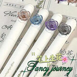 凡物象做自己的花旋转花朵中性笔ins高颜值情侣学生用闺蜜刷题笔CS头速干黑笔爱丽丝 做自己的花【四支一盒 】精美包装