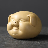 宇轩紫砂茶宠摆件茶玩茶艺小猪精品可养招财小福猪茶盘茶玩家居 小福猪-黄泥