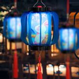 新新精艺新年灯笼元旦新年装饰复古发光宫灯儿童手提汉服古风diy花灯蓝色