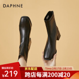 达芙妮（DAPHNE）短靴女瘦瘦靴秋冬季法式粗跟中跟英伦风百搭品牌女靴子2023冬季 黑色 38 (240mm) 标准码