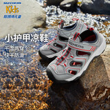 Skechers斯凯奇童鞋男童包头凉鞋中大童沙滩鞋夏季魔术贴休闲鞋407030L