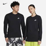 耐克（NIKE）官方男子长袖T恤春季新款纯棉休闲刺绣时尚针织棉AR5194 010黑/(白) 2XL