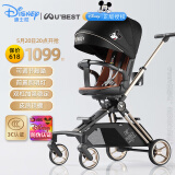 U'BEST品牌授权遛娃神器双向婴儿车手推可坐可躺轻便可折叠高景观溜娃 米奇潮酷黑-迪士尼Disney正版 升级版