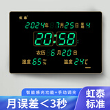 虹泰（HoTai）led数码万年历电子钟表挂钟客厅电子钟wifi授时钟表自动校时3958 39x58cm办公款绿光（智能感光）