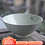 和风四季中式复古陶瓷釉下彩餐具米饭碗家用小汤碗零食碗手绘餐具碗高脚碗 8.2英寸）小荷花斗笠面碗1200ml