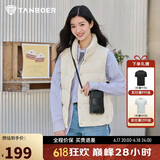 坦博尔羽绒服马甲女立领宽松外搭短款羽绒背心外套TD236006 小香白 165