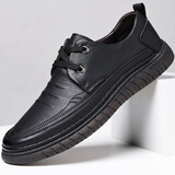 宜驰（EGCHI）皮鞋男士商务休闲鞋二层牛皮舒适驾车鞋子男 J8829 黑色 41