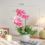 迷.妆茶几花 仿真花艺北欧风盆栽INS装饰假花餐桌家居摆件客厅套装桌花 白色圆球雏菊粉色蝴蝶兰