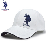 U.S.POLO ASSN.保罗帽子男士纯棉硬顶棒球帽polo女春夏秋遮阳防晒太阳帽潮流休闲 白色（硬顶款） 可调节(54-60)cm