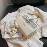 MIAO DAI ER今年流行小包包女夏小众2024新款潮百搭ins链条包单肩斜挎包女包 白色格子