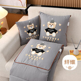艾薇 抱枕被子两用汽车办公室午睡枕午休毯子二合一沙发抱枕 灰帽子熊
