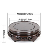 万旌旗圆形实木底座陶瓷花瓶葫芦文昌塔盆景摆件仿古装饰工艺品木雕 3号镂空 外径约20cm 内径约17cm
