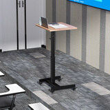 SOFS可移动升降演讲台站立式主持讲话发言席会议室报告桌迎宾台讲台桌 【基础款】升降演讲桌 木色_带槽