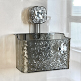 尊慕斯卫生间旋转吸盘废弃洗脸巾二次收纳盒厕所浴室免打孔壁挂式置物架 波纹浴室收纳筐【透灰银/1个装】